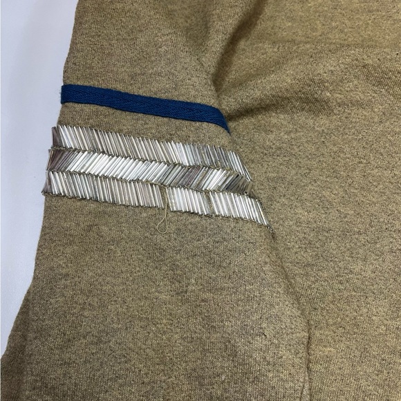 ⚠️SOLD⚠️Free People Khaki / Army Green Beaded Long Sleeve Sweater Women’s Size M - Picture 5 of 9